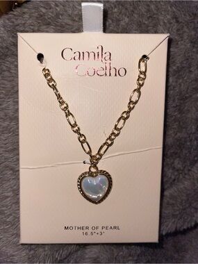 Camila Coelho Gold Heart Pendant Necklace with Mother of Pearl